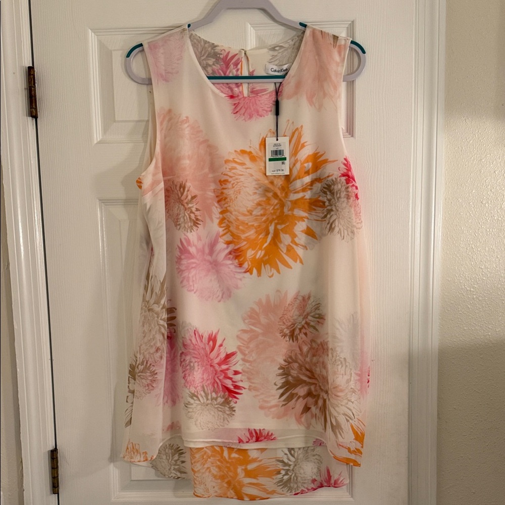 Floral Sleeveless high/low tunic top